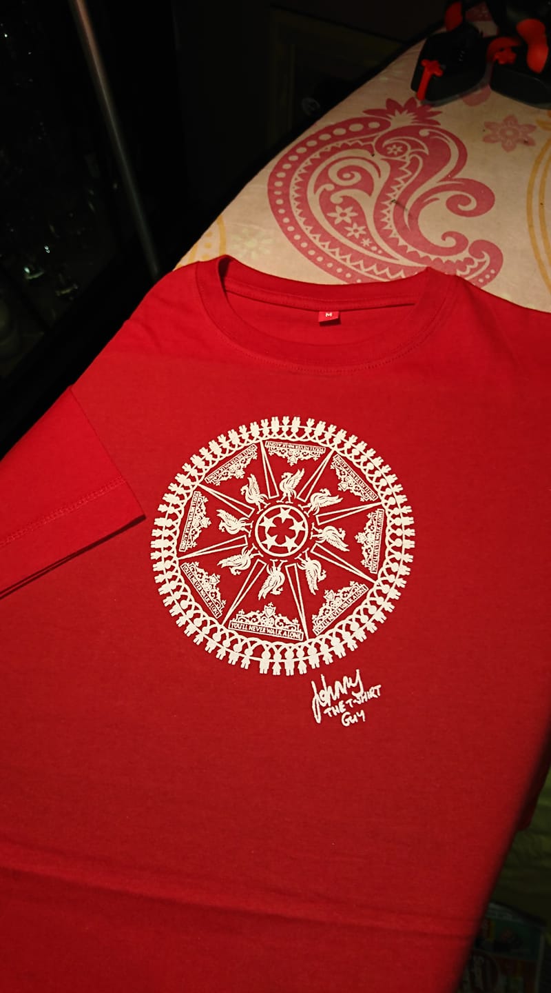 T-shirt with a Liverpool FC mandala design