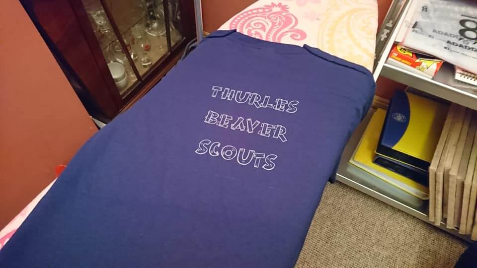 Back of t-shirt reasinf 'Thurles Beaver Scouts'